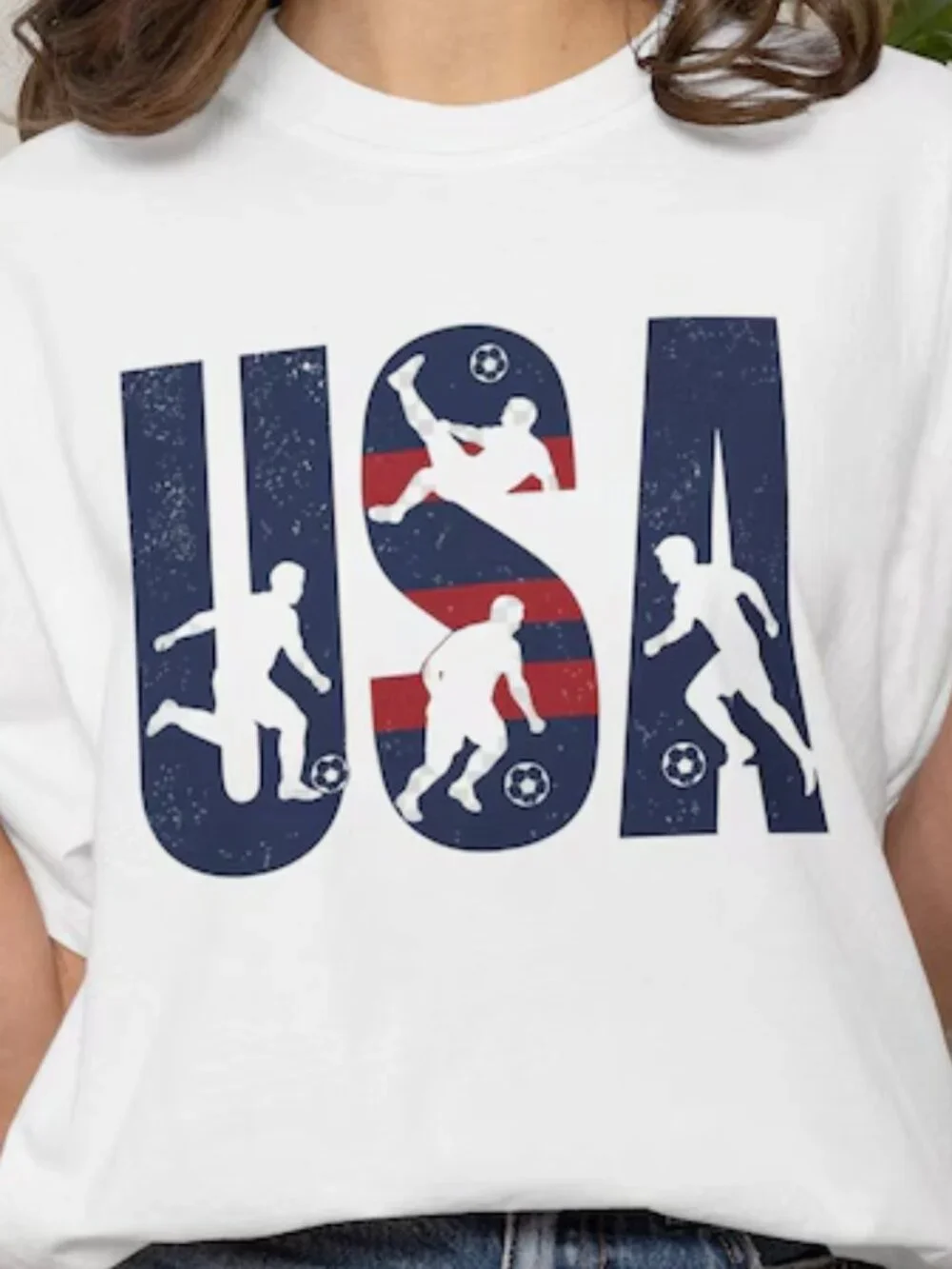 USA Soccer T-Shirt, Retro American Football Fan Tee, Sports Outfit T Shirt - Picture 2 of 5